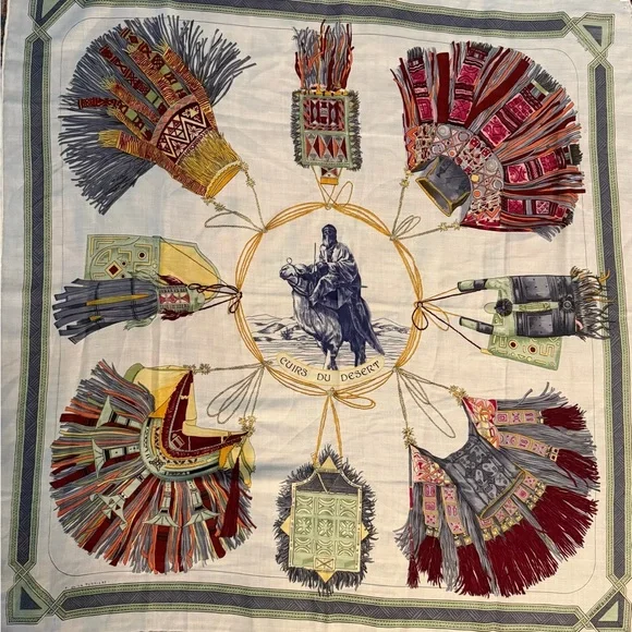 Hermes cashmere Scarf in Green and Blue - Picture 2 of 10